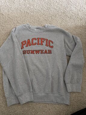 Pacific Sunwear Gray Crewneck with Orange Lettering
